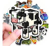 50/100 pièces Autocollants Pixel Art Animal, Décalcomanies en Vinyle Imperméables, Convient pour Ordinateur Portable, Cadeau pour Gamer, Décoration DIY d'Articles Personnels, Faveur de Fête, Scrapbook