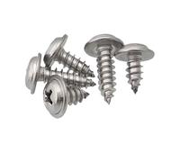 50-100 pièces M1.4 M1.7 M2 M2.3 M2.6 M3M3.5M4 304 tête ronde en acier inoxydable avec rondelle vis à bois autotaraudeuse(16mm,M2.6 100PCS)