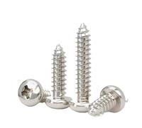 50/100 pièces M2.3 M2.6 M2.8 M3 M3.5 M4 fer nickelé croix tête ronde vis autotaraudeuse à tête cylindrique queue pointue vis à bois(12mm,M2.8 (100PCS))