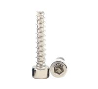 50-100 Pièces M2-M4 Vis autoforantes à tête coupelle hexagonale creuse à extrémité fendue en acier au carbone, nickelée, M2x8mm(100 pièces)