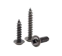 50-100 Pièces M3-M5 PWA-type Vis autoforantes à tête bombée fendue cruciforme avec collier en acier au carbone, nickelée noire, M4x18mm(100 pièces)