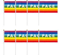 50/100Pcs Mini drapeau de la paix Drapeau pacifiste arc-en-ciel Drapeau de la paix en polyester tenu à la main