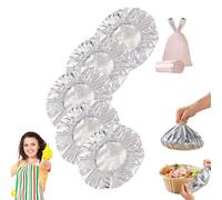 50/100Pcs Reusable Aluminium Foil Food Covers, Elastic Stretch Fit Plate Covers for Food, Heavy Duty Kitchen Foil Insulation Covers for Bowls, Picnics, Parties, Fits 10-28cm Containers (50Pcs)