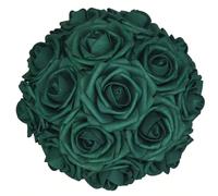 50/30 pièces Roses en mousse verte foncée artificielles, fleurs fausses au toucher réaliste de 8 cm pour bouquet de mariage DIY/décoration de table, décor de fête en plein air, chambre/table, jardin/p