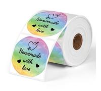 50 * 50 étiquettes rondes motif étoile arc-en-ciel 500Pcs/Rouleau Phomemo 2" étiquettes rondes arc-en-ciel 500/rouleau, compatible avec les imprimantes d'étiquettes MUNBYN, Phomemo, Polono, sans BPA