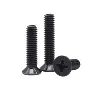 50-500 Pièces M1-M6 KM-type Vis à machine à tête fraisée fendue cruciforme en acier au carbone noir, M6x25mm(50 pièces)