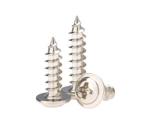 50-500 pièces type-PWA M1.2-M5 acier au carbone nickelé empreinte cruciforme tête cylindrique à embase vis autotaraudeuses, M5x10x10mm(100 pièces)