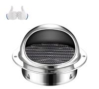 50 60 80 100 120 150 180 200mm Grille de Ventilation, Sortie D’air Murale Ronde en acier inoxydable 304, Grille Aeration Imperméable, pour Garage, Cuisine, Salle de Bain, Mur(130mm/5.1in)