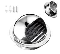 50 70 90 110 130 160 190mm Grille de Ventilation Rond, Prise D’air Sphérique Grille avec Moustiquaire pour Mouches, Mural Bouches D'aération en acier inoxydable 304, pour Mur(250mm/9.8in)