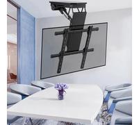 50-90 inch Support TV Électrique Au Plafond - Rabattable De 0 À 85°, Support De Plafond TV Électrique avec Télécommande Et Commande De Commutateur