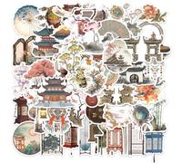 50 Ancien Style Chinois Autocollants en Vinyle Imperméables, Voyage Valises Stickers pour Bagages Skateboard Guitare Ordinateur Portable