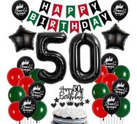 50 ans anniversaire Decoration Homme Femme, Ballon 50 ans anniversaire Rouge Noir Vert, 50 ans ballon Noir Vert Rouge Decoration, 50 ans fête Décoration Homme Femme, 50 Noir Vert Rouge Ballons