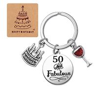 50 ans anniversaire porte clef, cadeau d'anniversaire de 50 ans pour les femmes cadeau de porte - clés exquis d'anniversaire de 50 ans pour les hommes avec carte de joyeux anniversaire