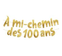 50 Ans Guirlande Anniversaire "À Mi-Chemin Des 100" Or Paillettes - Décoration Anniversaire Drôle, Cadeau & Accessoires Fête