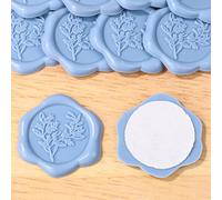 50 Autocollants de Sceau de Cire Feuilles d'Eucalyptus Autoadhésifs pour Décoration d'Enveloppes d'Invitation de Mariage Emballage Cadeau Fête Bleu Clair