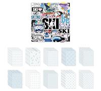 50 Autocollants De Ski Et 1 Paquet De Papier Matériel, Autocollants De Graffitis Personnalisés, Autocollants De Dessins Animés Créatifs, des Valises Et des Tasses À Eau.