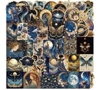 50 autocollants Gold Cosmic Swirl pour ordinateurs portables, motos, casques, journaux, bagages, scrapbooking, autocollants vintage cool pour adolescents et adultes !