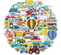 50 Autocollants Voiture Enfants, Autocollants De Voiture De Dessin Animé, Portable Avec Une Boîte Claire