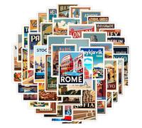 50 Autocollants Voyage pour Scrapbooking et Décoration, Stickers Voyage Imperméables en Vinyle pour Valise, Ordinateur Portable, Carnet de Voyage, Album Photo et Casque, Thème Aventure
