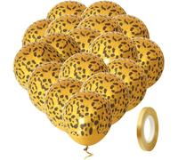 50 Ballons Imprimés Léopard Et 1 Ruban Décoratif,Ballons Animaux,Ballons En Latex,Fournitures De Fête D'animaux,Ballons De Décoration De Fête D'animaux De La Jungle,Fournitures De Ballons