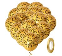 50 Ballons Imprimés Léopard Et 1 Ruban Décoratif, Ballons Animaux, Ballons En Latex, Fournitures De Fête D'Animaux, Ballons De Décoration De Fête D'Animaux De La Jungle, Fournitures De Ballons