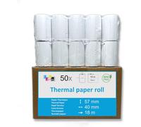 50 bobines de papier thermique pour terminal carte bleue-Dimension 57x40x12 mm-Bobines pour TPE machine carte cb bobine thermique sans bisphénol A pour imprimante thermique