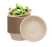 50 Bol en Canne à Sucre,Bols Jetables 220ml,Bol en Carton Krafte,Biodégradable,Compostable Vaisselle Jetable Canne à Sucre Bols en Papier pour Fêtes,Pique-niques,Maison les Aliments Chauds et Froids