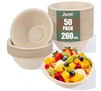 50 Bols Jetables Bols en Carton, 260ml Bol en Canne à Sucre Biodégradable