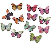 50 botones de madera de mariposa mixta de 2 agujeros para bricolaje, costura, álbumes de recortes Clever