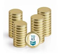 50 Bouchons Métalliques Universels 63 mm Dorés - Couvercles de Rechange pour Bocaux, Pots de Confiture et Conserves | Capsules à Visser Étanches | Espirito Rebelde