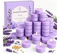 50 bougies chauffe-plat, coffret cadeau bougies parfumées à la lavande | Petites bougies violettes romantiques - Bougies chauffe-plat parfumées pour Noël, SPA, fêtes, mariage, table à manger