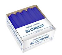 50 bougies coniques diamètre 2,2 cm hauteur 21 cm - Couleur bleu marine - Durée 5 heures - Standard pour chandelier - Cereria Di Giorgio