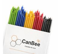 50 Bougies Fines Multicolores en Cire d’Abeille Naturelle - 16 cm x Ø 5 mm - Combustion 40 Min Sans Fumée - Mèche en Coton - Pour Concentration Étude Bureau Yoga Méditation - CanBee