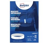 50 bracelets d'identification imprimables laser - 265 x 18 mm - Blanc