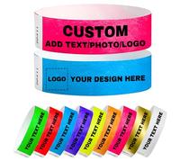 50 Bracelets Tyvek Evenementiel avec Une Impression Personnalisée - bracelets de fête en papier personnalisés - avec texte du logo - pour concerts, fêtes, logos d'entreprise, 19 x 255 mm