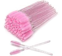 50 brosses à cils jetables, applicateurs de mascara et de sourcils, kit d'outils de maquillage cosmétique (rose cristal)