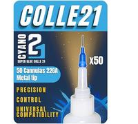 50 Canules avec Embout en METAL de Précision diamétre 22GA pour colle Super Glue Cyanoacrylate Colle21 | Canules Universelle pour bricolage et modélisme