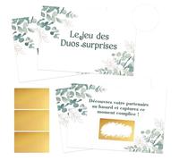 50 Cartes à Gratter -Carte Félicitations Mariage Jeu Interactif Personnalisable pour Soirée de Noces & Jeu de invités- Cadeau de Mariage Français Original (Eucalyptus) (A)