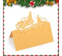 50 cartes de Noël pour indiquer le nom et la place à table, cartes de Noël pour inscription des noms, tente à neige dorée, plaque de nom pour Noël, support de siège pour mariage et fête de Noël