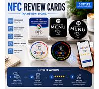 50 cartes NFC programmables, carrées et rondes, pour évaluation de menu Google, carte NFC de bureau, carte adhésive en PVC, réutilisable pour avis Google C 50 PCS