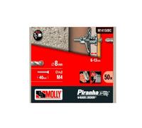 Molly M14150BC-XJ Chevilles métalliques à expansion avec Vis M4 Ø 4 x 33 mm, Gris, Set de 50 Pièces