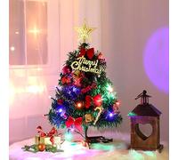 50 CM Mini Sapins de Noel Artificiel de Table avec Guirlandes Lumineuses et Ornements, Mini Sapin de Noël de Bureau, Petit Arbre de Noël de Table pour Maison, Bureau, Table à Manger