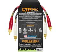 50 CM RCA Câble Paire - WBC-PRO-QUAD Ultra-Silent, Ultra-Flexible, Star-Quad Audiophile & Pro-grade Audio Interconnect Câble avec Amphenol ACPR Gold RCA Plugs - Grey & Red Jacket - Directional