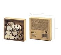 PartyDeco Confettis en bois Cœurs naturels 2 x 2 cm — 50 pièces — Beige