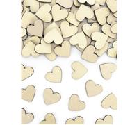 PartyDeco Confettis en bois Cœurs naturels 2 x 2 cm — 50 pièces — Beige