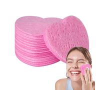 50-Count Heart Shaped Facial Sponges - Natural Cosmetic Spa Sponges | Heart Shape Makeup Remover Sponges for Daily Facial Cleansing, Soft and Gentle Face Cleansing Pads, Premium Skin Care Sponges