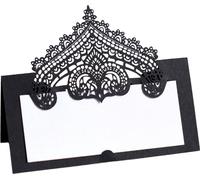 50 Counts Laser Cut Cartes de Table, 9cm Cartes de Table Pour Mariage Greenery Seating Cartes de Table Tente Blanche, Cartes nominatives pliantes(noir)