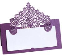 50 Counts Laser Cut Cartes de Table, 9cm Cartes de Table Pour Mariage Greenery Seating Cartes de Table Tente Blanche, Cartes nominatives pliantes(violet)