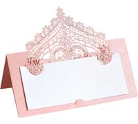 50 Counts Laser Cut Cartes de Table, 9cm Cartes de Table Pour Mariage Greenery Seating Cartes de Table Tente Blanche, Cartes de Nom Pliables(rose)