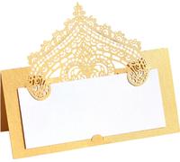 50 Counts Laser Cut Cartes de Table, 9cm Cartes de Table Pour Mariage Greenery Seating Cartes de Table Tente Blanche, Cartes nominatives pliantes(or)